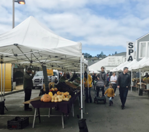 Marin Country Mart hosts small farmers market behind the mall. 