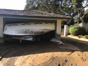 Senior Karmen’s garage faced damage after mudslide hit her house in Santa Barbara. 