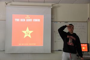 Junior Adam Barker proudly listens to the Red Army Choir. 