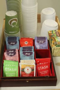 The Wellness Center offers a spot for students to enjoy stress-relieving tea. 