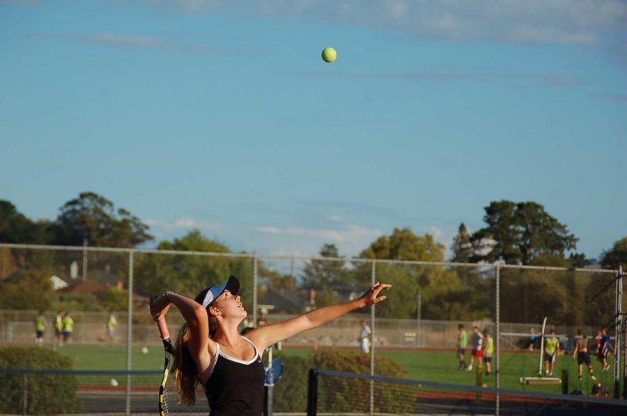 Girls varsity tennis serve up a win against rival Branson