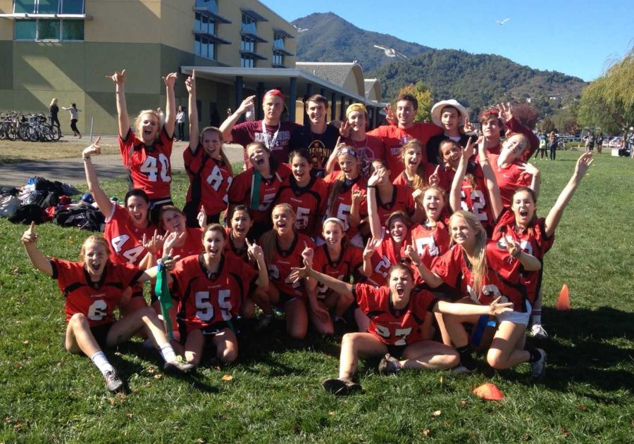 The senior girls won the highly competitive powder-puff football game during lunch Friday. Friday was also college day.