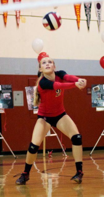 Sophomore Lily Barber bumps the ball during a recent match.