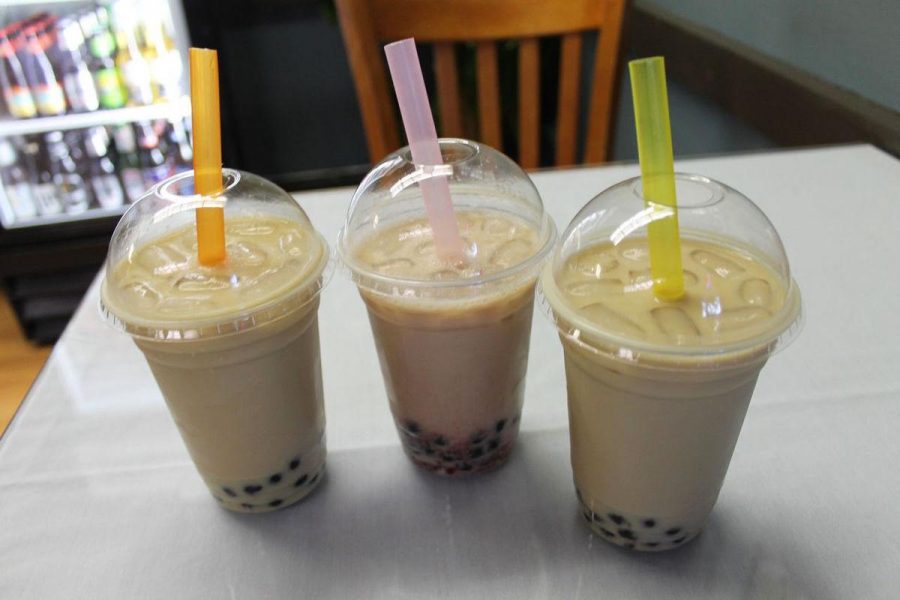 GET YOUR FIX for chewy bubble tea drinks from Mauna Loa Hawaiin BBQ, which offers boba drinks like strawberry, black tea, and mango.