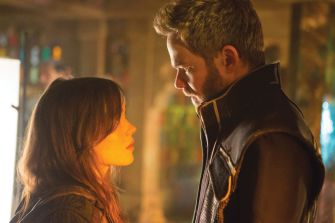 ICE MAN (Shawn Ashmore) shares a moment with Kitty Pryde (Ellen Page) in X-Men Days of Future Past.  