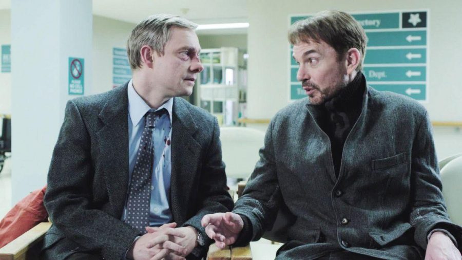 LORN MALVO, Billy Bob Thornton (right), plays a mysterious, soft-spoken asassin in FX’s Fargo, based on the 1996 movie of the same name. Here, he offers to help get revenge on an enemy of Lester Nygaard. 
