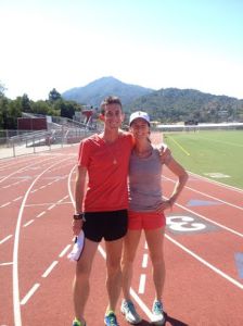 Redwood cross-country and track and field coaches, Laura Schmitt and her son, Jake Schmitt.  