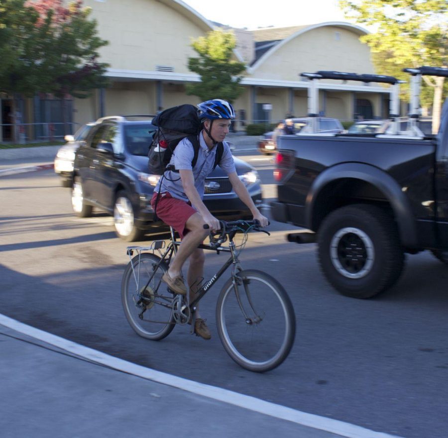 Junior Andy Ehrenberg rides his bike to school