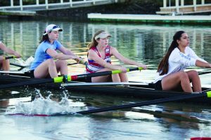 Senior Kendall Bearly-Malinowski sits poised in her boat during practice at 4 p.m. on Friday, Jan. 23. 