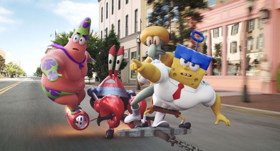 Patrick, Mr. Krabs, Squidward, and Spongebob race to retrieve the Krabby Patty formula from Burger Beard.