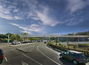 Artistic rendering of the new Central Marin Ferry Connection Multi-Use Pathway over East Sir Francis Drake Blvd in Larkspur. 