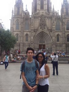 Touring Barcelona, Spain, senior Ryan Swanson and his other visit the Catedral de Barcelona. 