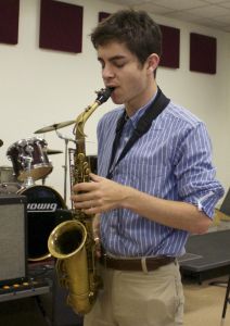 Schwartz rehearses saxophone during Jazz Band practice on Sept. 2.