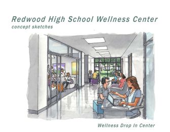 Concept sketches for the Redwood Wellness Center