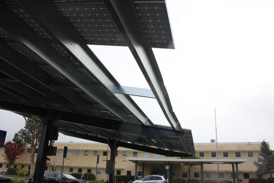 The damage to the solar structure, pictured here, was the result of the collision with a delivery truck on Thursday, Dec. 3.