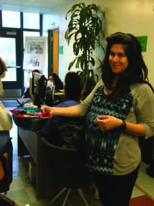 WELLNESS OUTREACH specialist Anna Benitez greets students attending the Wellness Center. 