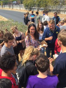Directing an egg drop for their first project, teachers Cathy Flores-Marsh and Stephen Hart combine freshman classes to foster cross-disciplinary learning. 