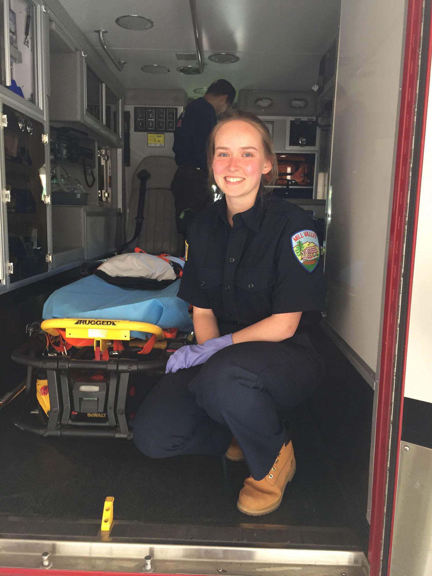 Exploring her interest in emergency car, Vivienne Ward interned at the Mill Valley Fire Department through the organization Jewish Family and Children's Services, which provides opportunities to work with nonprofits and businesses, 