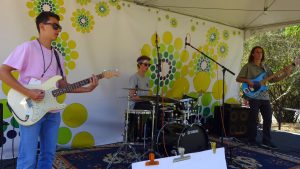 Performing at Blackie's Hay Day, veteran Canopy members Matty Michna (left) and John Van Liere (middle) play with new member and Marin Academy senior bassist Timmy Stabler.