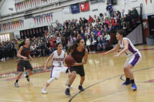 Sophomore Gabby Beltran looks to drive to the basket.