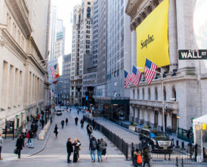 HANGING ABOVE the New York Stock Exchange SNAP Inc. prepares for its IPO. 