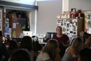 SUSANNA MAXWELL INSTRUCTING her AP Art History students