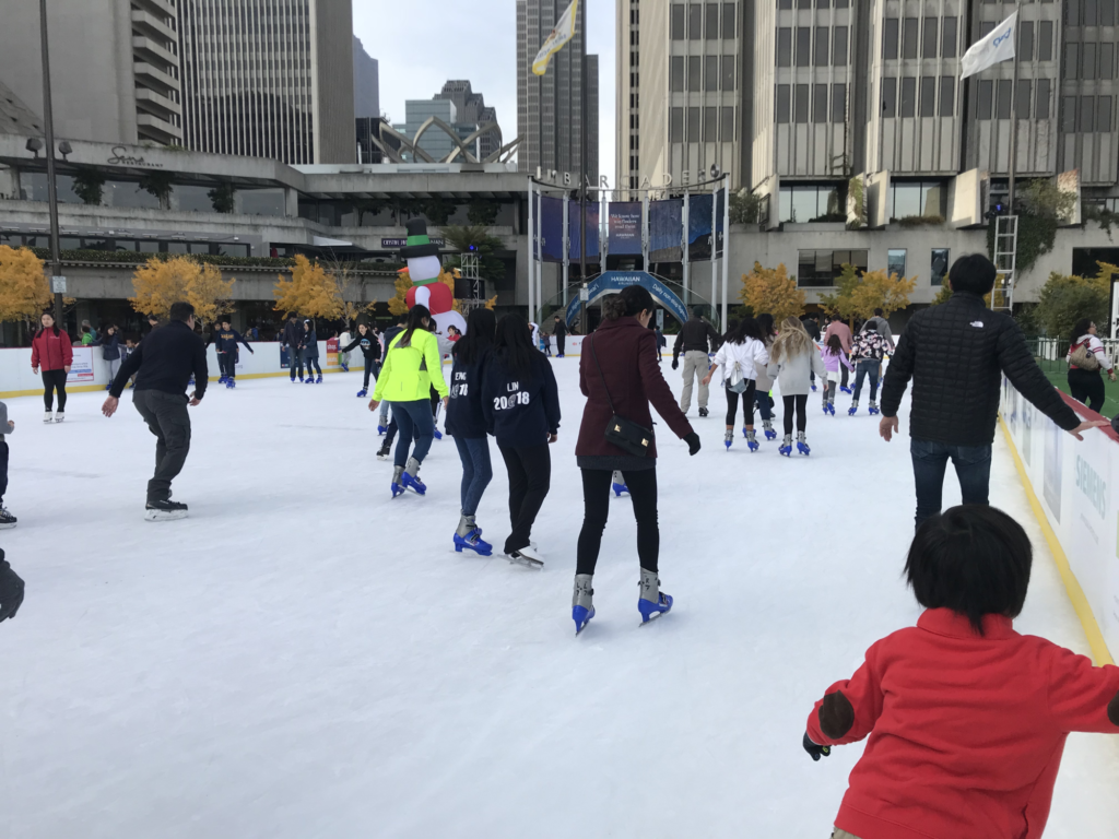 Skating in Justin Herman Plaza, children overtook the rink. 