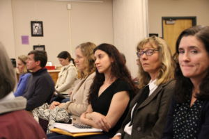 Attending a board meeting on Feb. 27, from left to right, TUHSD teachers Rebecca Kittredge, Eva Reider, Amei Papitto and Jessica Crabtree have spoken out regarding the administration's handling of sexual harassment allegations.