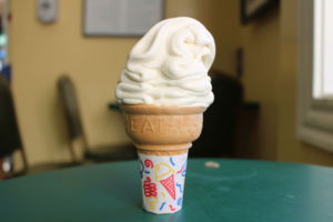 Woody's Yogurt Place's customer-favorite vanilla custard soft serve ice cream.