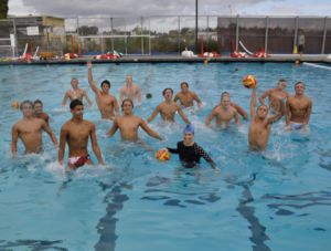 Peisch playing water polo with varsity boys team this past fall. 