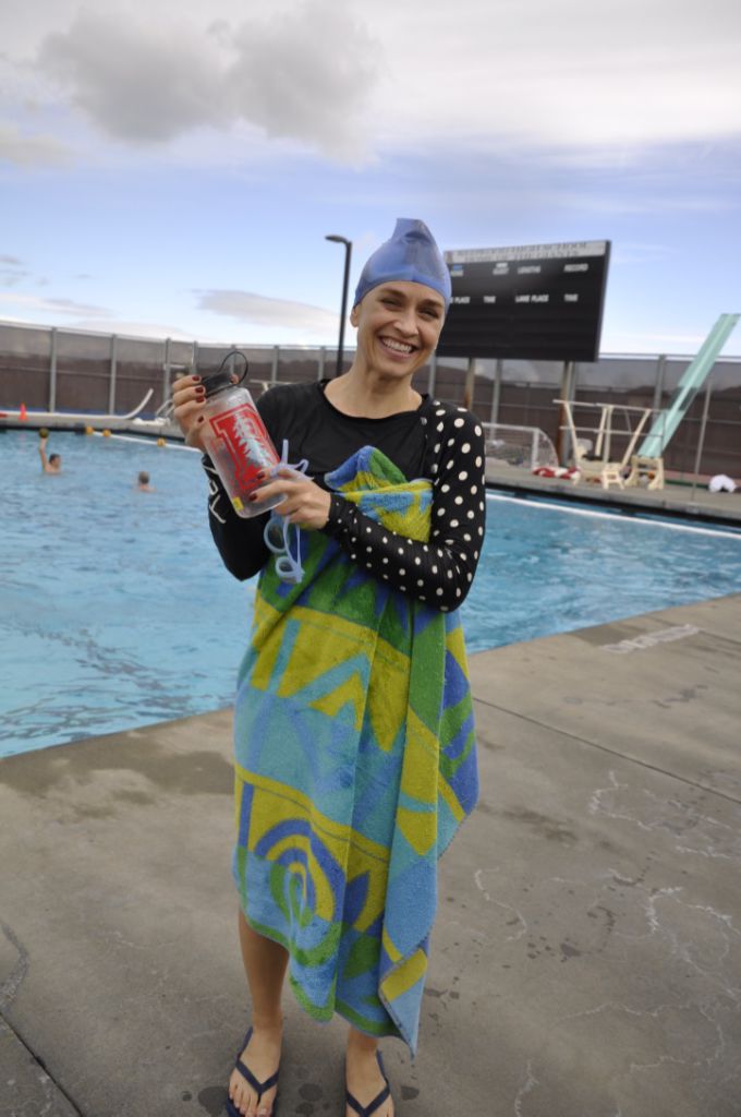 Peisch smiling after participating in a water polo practice. 
