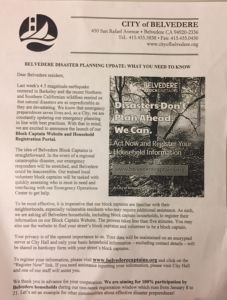 Flyers were sent to Belvedere residents' homes to inform of updated disaster planning measures
