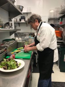 Head chef Janet Abrahamson preparing ingredients for the Sweet Heart salad.