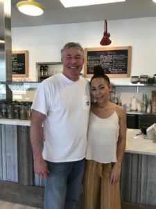 Owners Mike Rupers and Bee Belanger celebrate their new cafe 