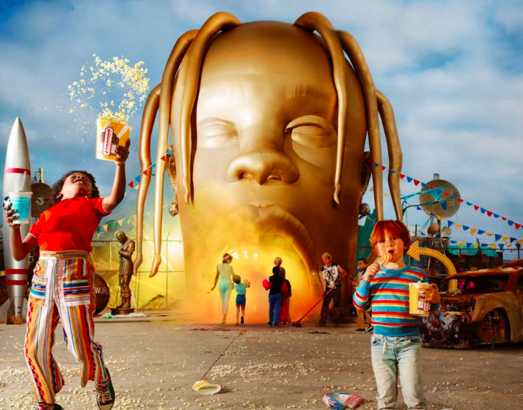 The Astroworld album cover was created by the famed photographer, David LaChapelle, who has struck up a new creative relationship with Travis Scott. 