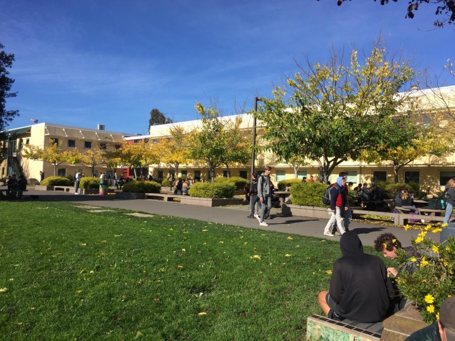 After a long week of rain, Redwood students return to the outdoors on a sunny afternoon. 