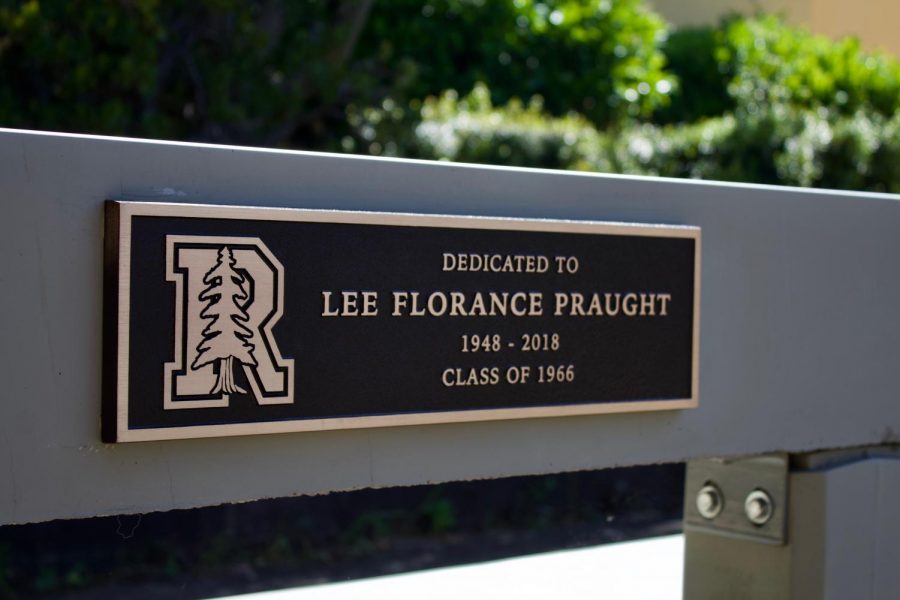 The plaque dedicated to Lee Florance Praught recently installed in Redwood’s main quad.