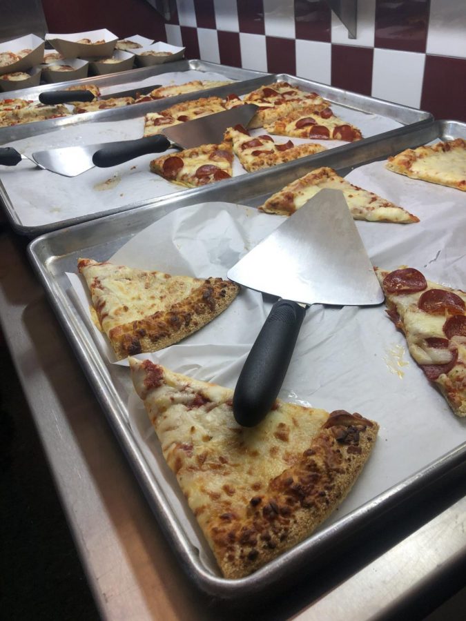 Newly implemented Hot Tops trays used to serve pizza and other foods, reducing packaging waste. 
