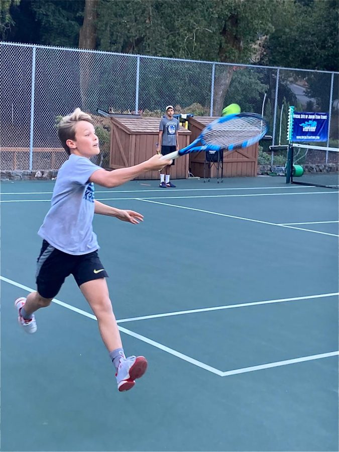 Just like high school students, elementary and middle schoolers find ways to continue playing sports in places such as local neighborhood tennis courts.