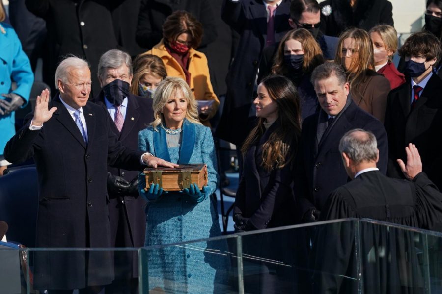 Biden used a bible that has been in his family for generations to be sworn in as the 46th president. (Courtesy of The New York Times)