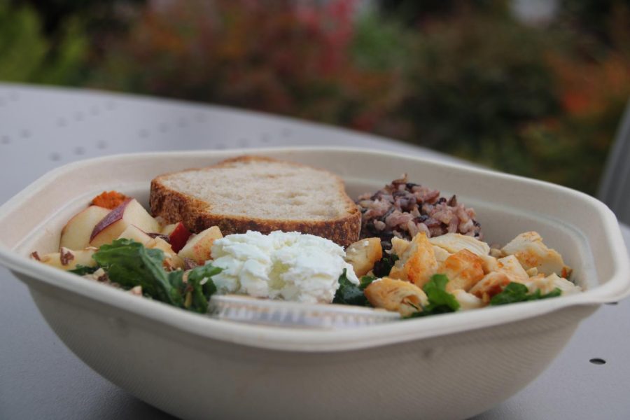 The Harvest Bowl is a Sweetgreen specialty, combining fall and winter ingredients for a filling meal.