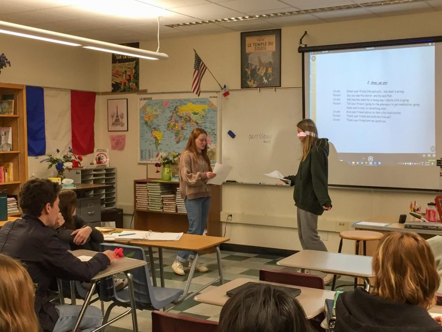 Presenting in Rattet’s Honors French 7-8 class, students gain skills in speaking and conversing in the language.