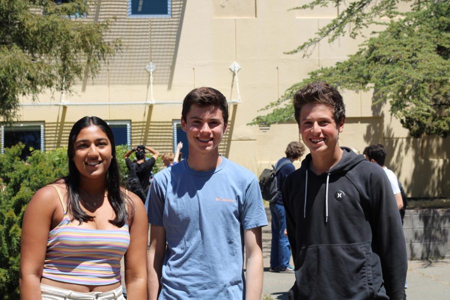 Representing their classes as site council members, Sarani Puri, Michael Geloso and Colby Binder pose for a photo.
