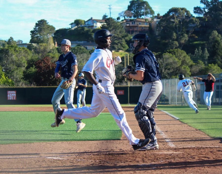 Jerry Omara scores after a solid hit from Rory Minty to give the Giants the lead. (Photo courtesy of Brett Crawford)