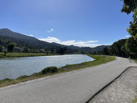 Overlooking the Corte Madera Creek, the pathway serves bikers and hikers alike. 
