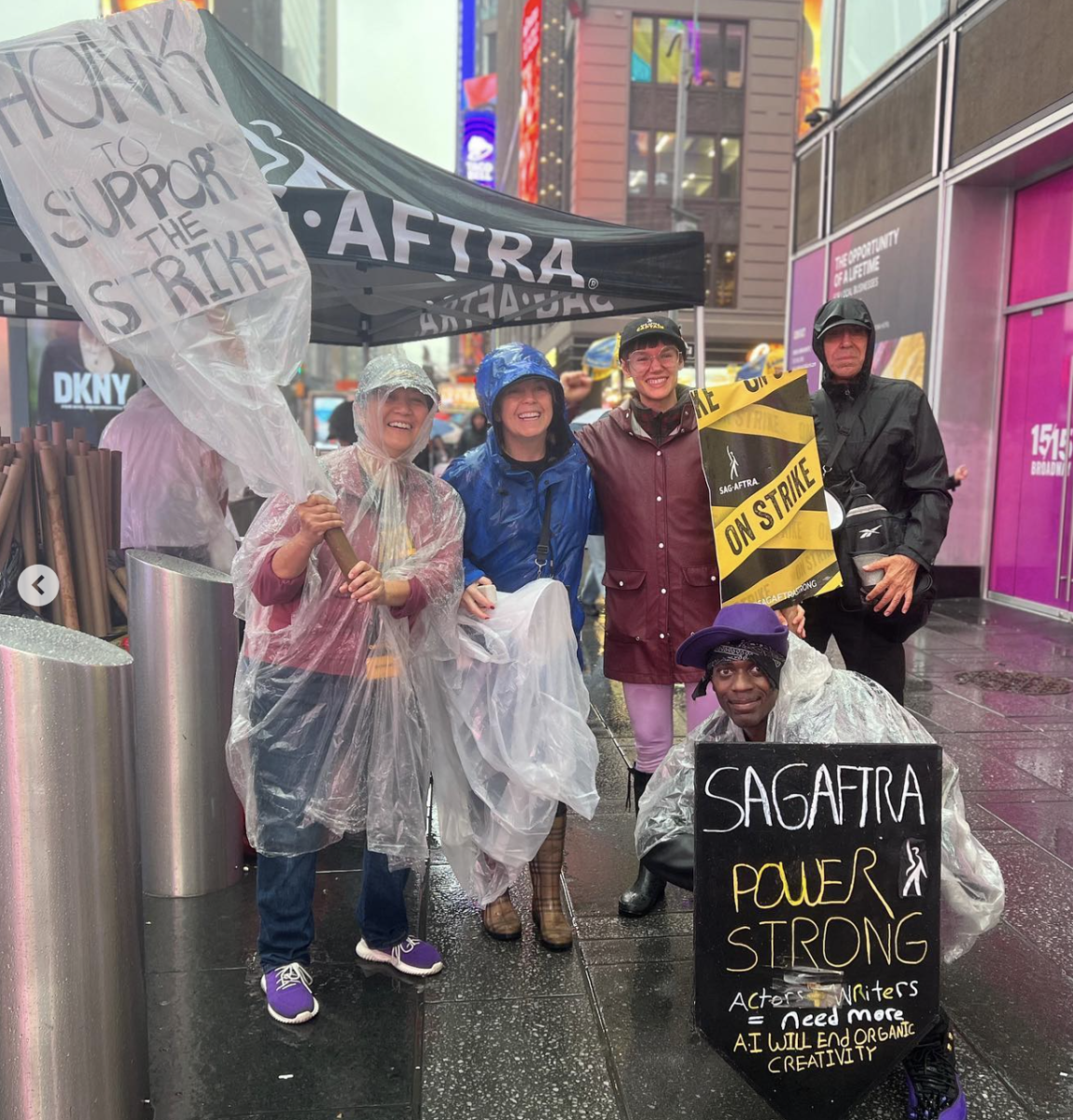 STANDING WITH SAG-AFTRA, members commence their protest in the rain. (Photo courtesy of SAG-AFTRA)
