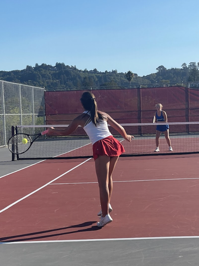 Girls varsity tennis delivers a backhand to Branson