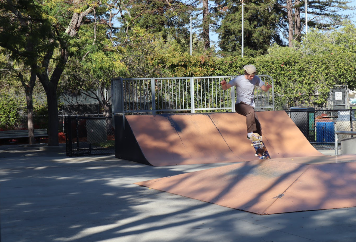 Enjoying the outdoors, teens skate through the old Corte Madera Skatepark. (Photo by Lauren Poulin) 
