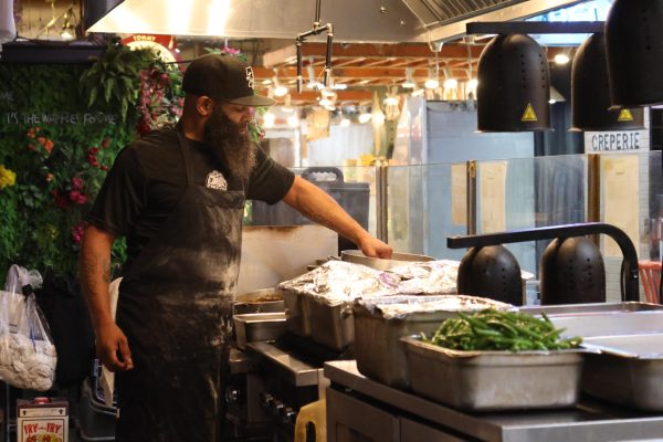 Food options at the market represent dozens of different cultures, ranging from chicken and waffles to peking duck and gyros. 