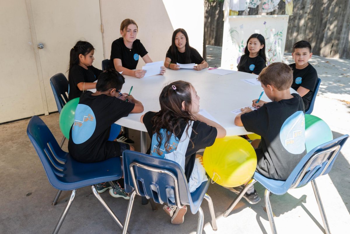 Collaborating on homework assignments, peer tutors help students in small groups. (Photo courtesy of Jonah Reenders)
